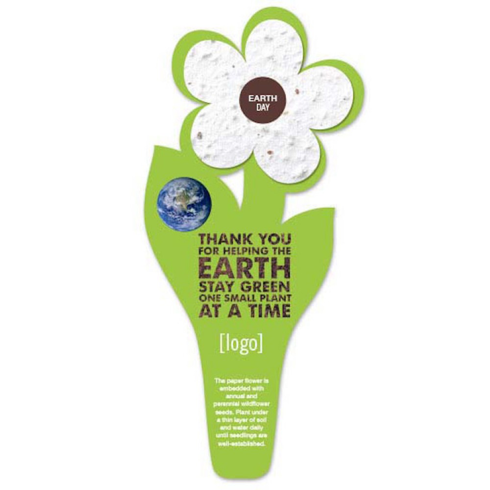 Earth Day Seed Paper Flower Bookmark - Design D with Logo Earth Day Seed Paper Flower Bookmark - Design D with Logo