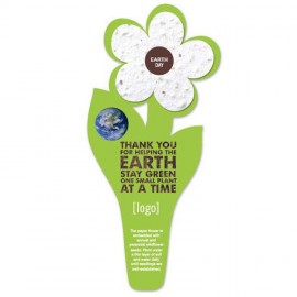Earth Day Seed Paper Flower Bookmark - Design D with Logo