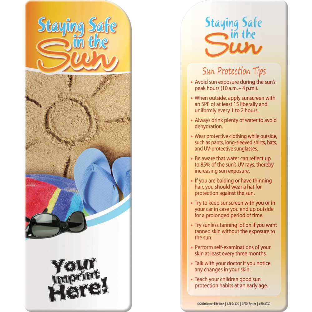 Bookmark - Staying Safe in the Sun Custom Imprinted Bookmark - Staying Safe in the Sun Custom Imprinted
