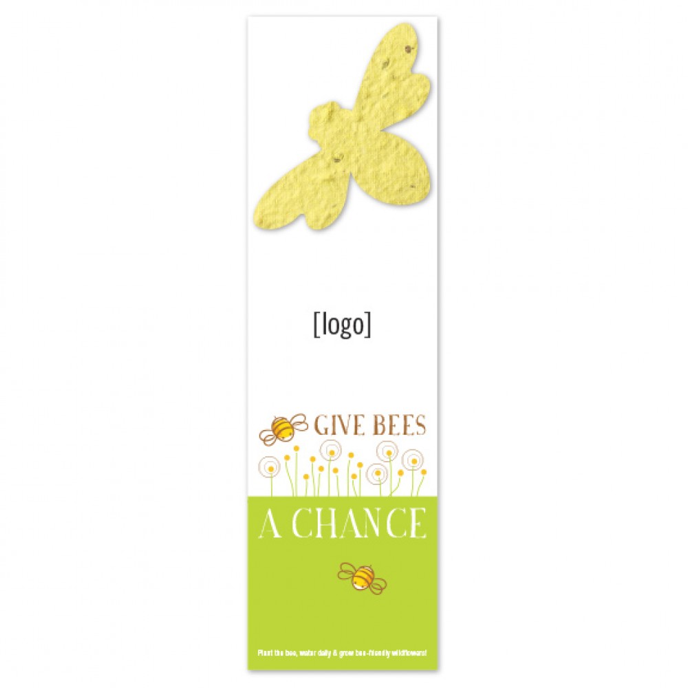 Seed Paper Save The Bees Shape Bookmark with Logo