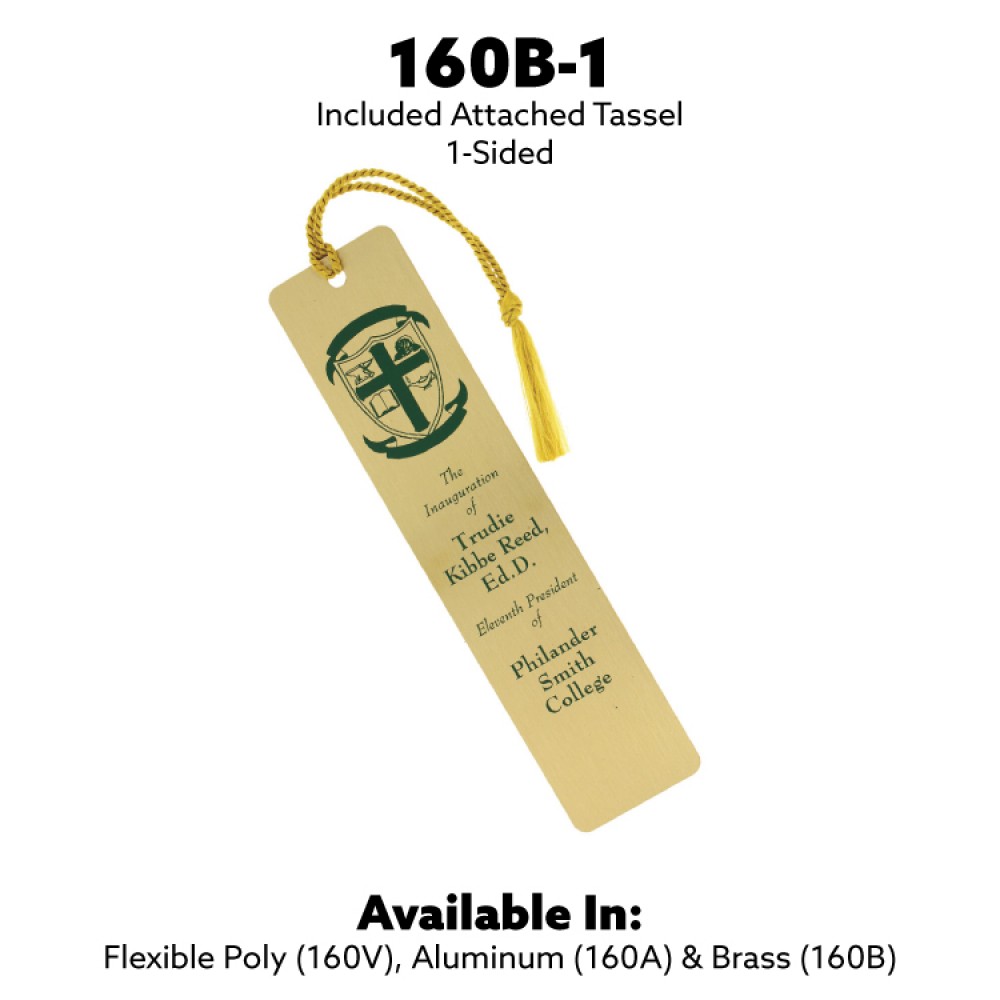 1-Sided Large Brass Bookmark with Logo