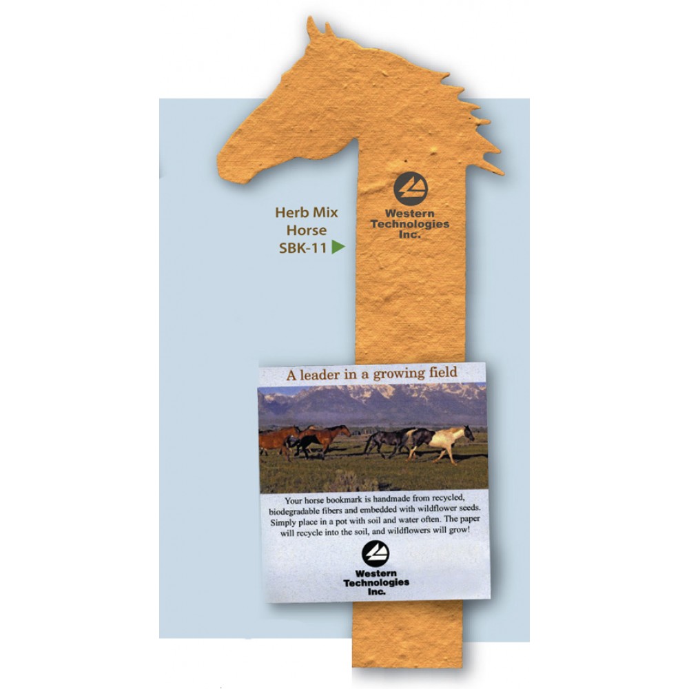 Personalized Horse Head Topped Bookmark Embedded w/Wildflower Seed