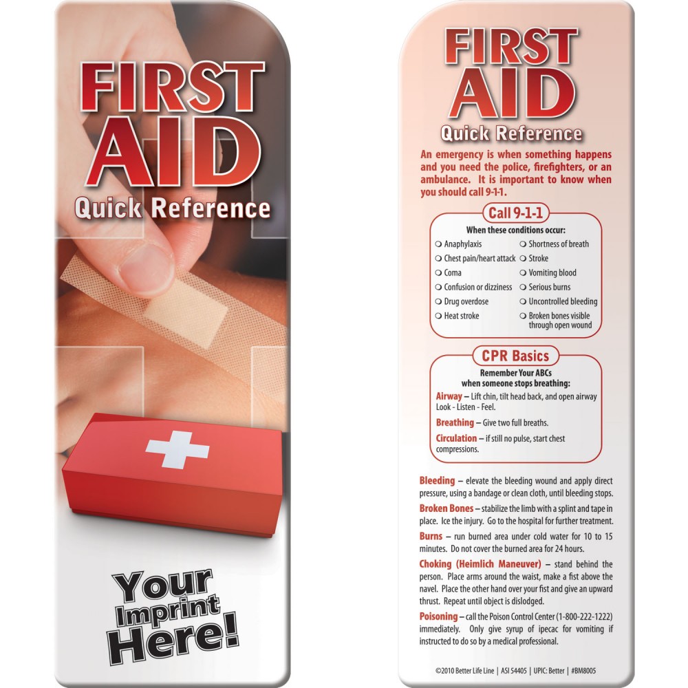 Logo Printed Bookmark - First Aid: Quick Reference Logo Printed Bookmark - First Aid: Quick Reference