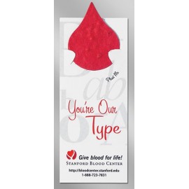 Blood Drop Floral Seed Paper Pop-Out Bookmark with Logo