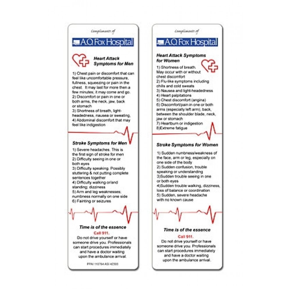 Stock Heart Health Bookmarks with Logo