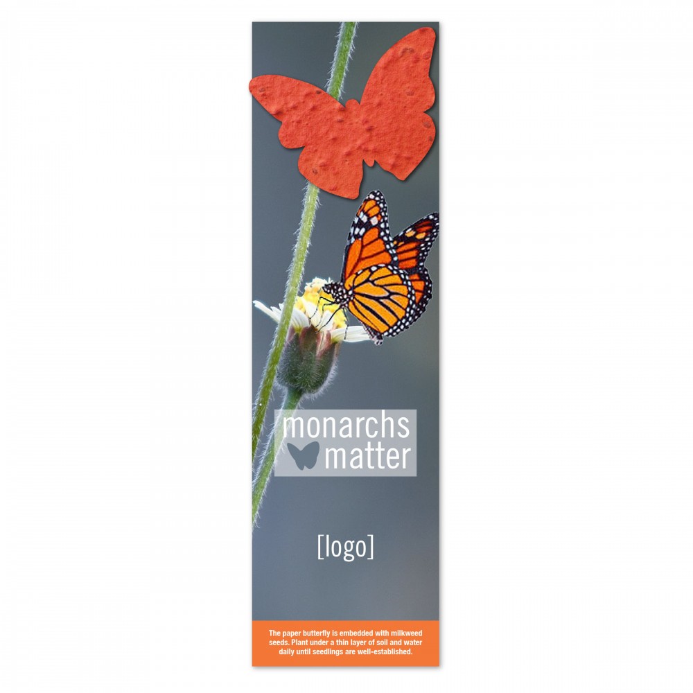 Seed Paper Save The Monarchs Shape Bookmark with Logo