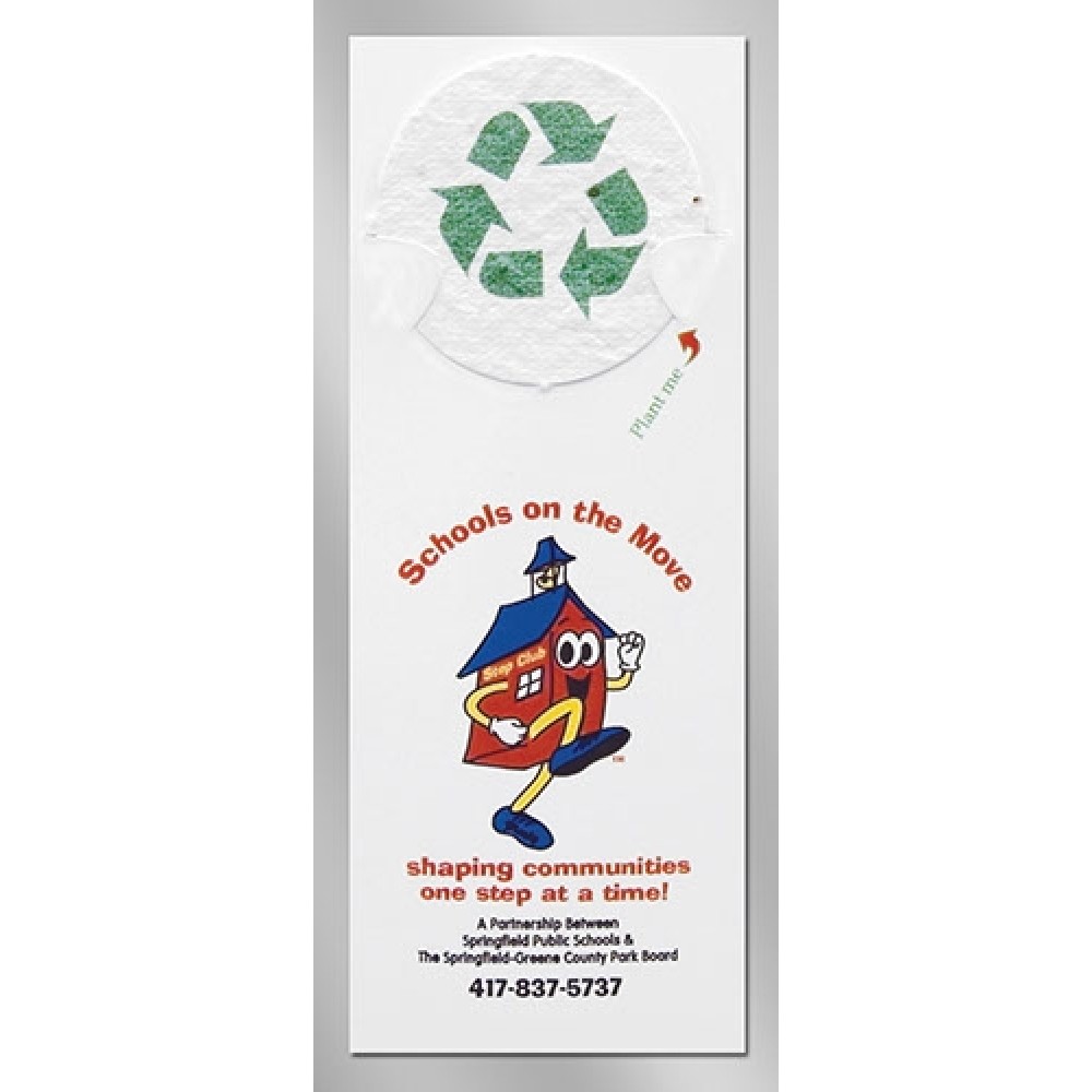 Recycle Emblem Drop Floral Seed Paper Pop-Out Bookmark with Logo