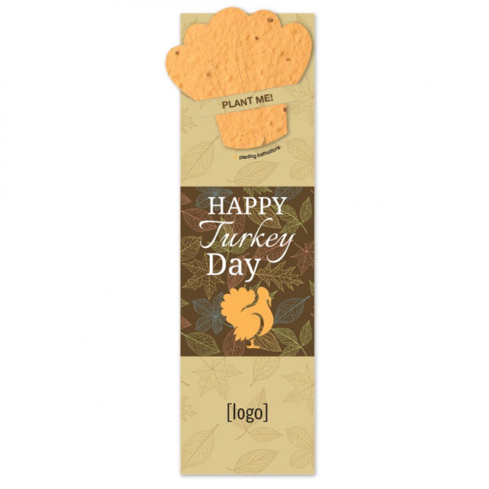 Seed Paper Thanksgiving Shape Bookmark with Logo