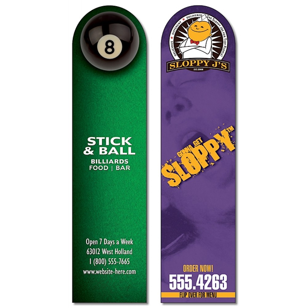 Logo Branded Bookmark - 1.75x7 Extra-Thick Laminated with Round Tip - 24 pt.