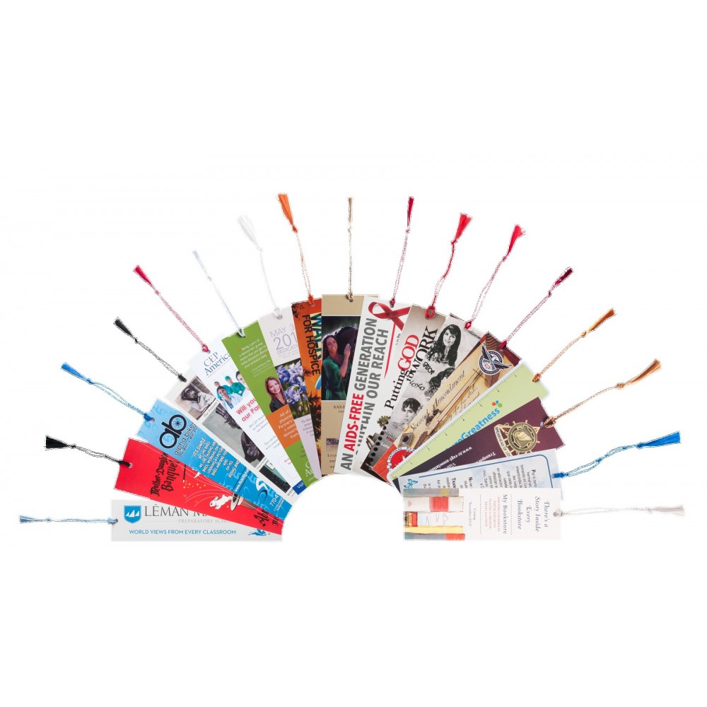 Custom Bookmark, Full Color, 2" x 7", 16 Point w/Chainette Tassel