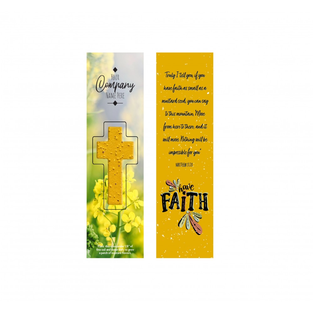 Mustard Seed Cross Bookmark with Logo