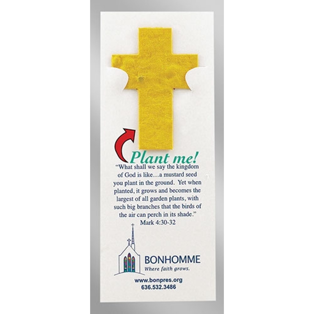 Cross Floral Seed Paper Pop-Out Bookmark with Logo