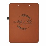 9" x 12 1/2" Rawhide/Black Leatherette Clipboard with Logo