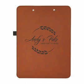 Customized 9" x 12 1/2" Rawhide/Black Leatherette Clipboard