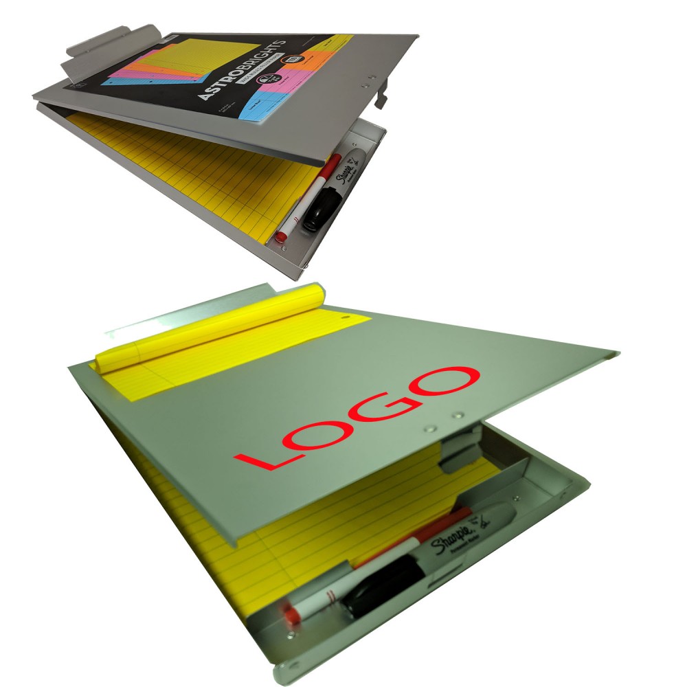 Durable Aluminum Clipboard with Storage. with Logo