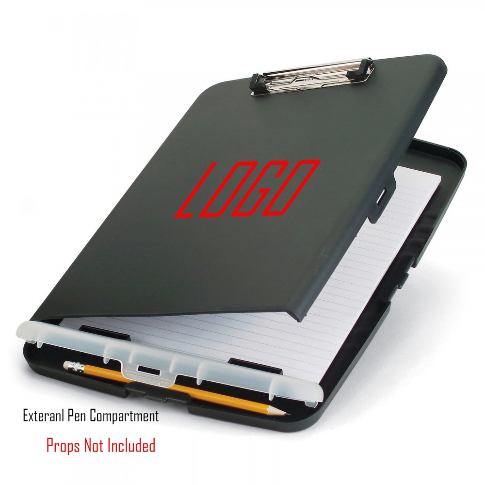 Customized Clipboard, Slim Storage Box, w/Low Profile Clip and Separate External Storage Compartment for Pens