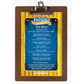 Logo Branded Metal Clip Board with Single Panel Menu Board (4 1/4"X14" Insert)