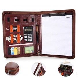 A4 Size PU Leather Business Portfolio with Clipboard with Logo