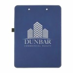 9" x 12 1/2" Blue/Silver Leatherette Clipboard with Logo