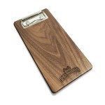 Custom Printed 4" x 8" Solid Walnut Check Presenter with Clip - 1/4" thick