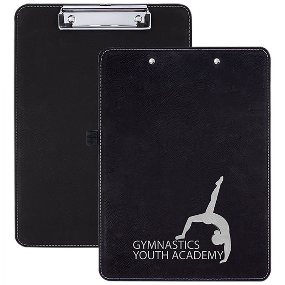Personalized Faux Leather Clipboard, Black, 9" x 12 1/2"