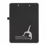 9" x 12 1/2" Black/Silver Leatherette Clipboard with Logo