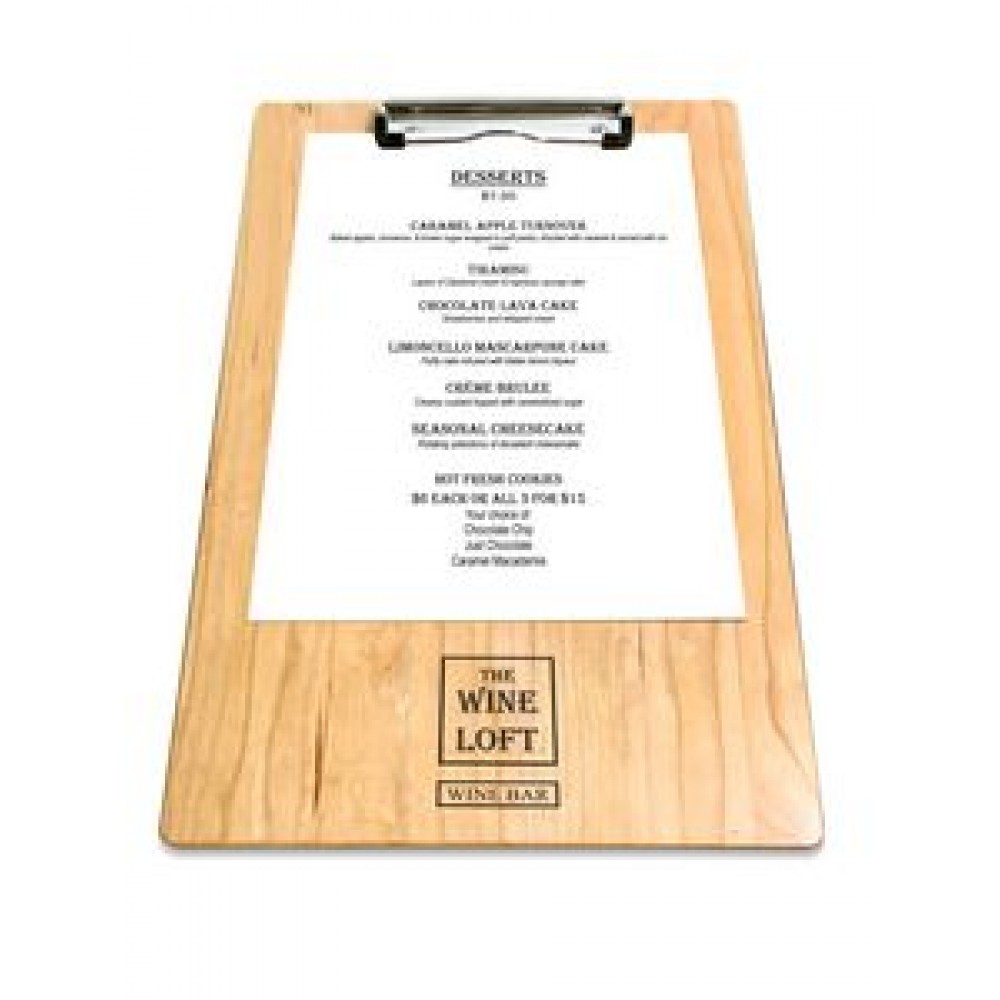 Custom Printed 9" x 13" Alder Menu Board with Clip - 1/4" thick Custom Printed 9" x 13" Alder Menu Board with Clip - 1/4" thick