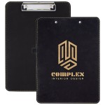 Custom Black-Gold Clipboard with Pen Holder, Laserable Leatherette, 9" x 12-1/2"
