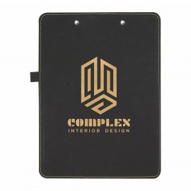 9" x 12 1/2" Black/Gold Leatherette Clipboard with Logo