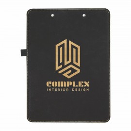 9" x 12 1/2" Black/Gold Leatherette Clipboard with Logo 9" x 12 1/2" Black/Gold Leatherette Clipboard with Logo