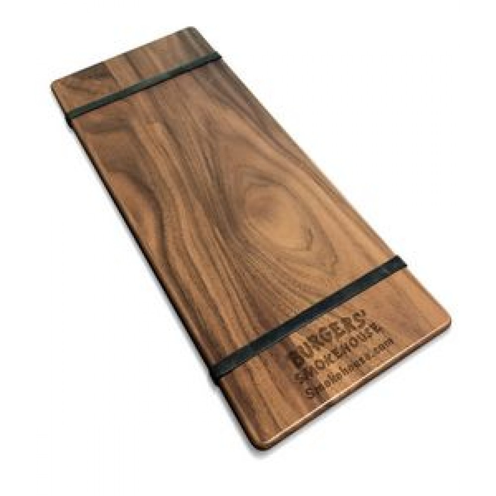 Custom Printed 5" x 12" Solid Walnut Menu Board with 2 Bands - 1/2" thick Custom Printed 5" x 12" Solid Walnut Menu Board with 2 Bands - 1/2" thick