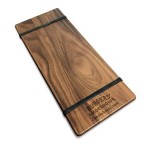 Custom Printed 5" x 12" Solid Walnut Menu Board with 2 Bands - 1/2" thick