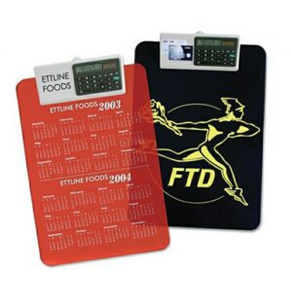 Letter Size Clipboard w/Dual Power Calculator Clip with Logo