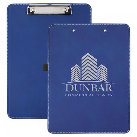 Faux Leather Clipboard, Blue, 9" x 12 1/2" with Logo