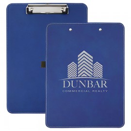 Faux Leather Clipboard, Blue, 9" x 12 1/2" with Logo  Faux Leather Clipboard, Blue, 9" x 12 1/2" with Logo
