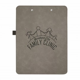 Personalized 9" x 12 1/2" Gray/Black Leatherette Clipboard