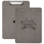 Faux Leather Clipboard, Gray, 9" x 12 1/2" with Logo