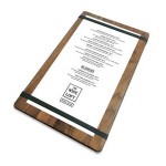 Logo Printed 9" x 15" Solid Walnut Menu Board with 2 Bands - 1/2" thick