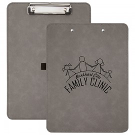 Gray LEATHERETTE - 9X12.5 INCH CLIP BOARD with Logo  Gray LEATHERETTE - 9X12.5 INCH CLIP BOARD with Logo