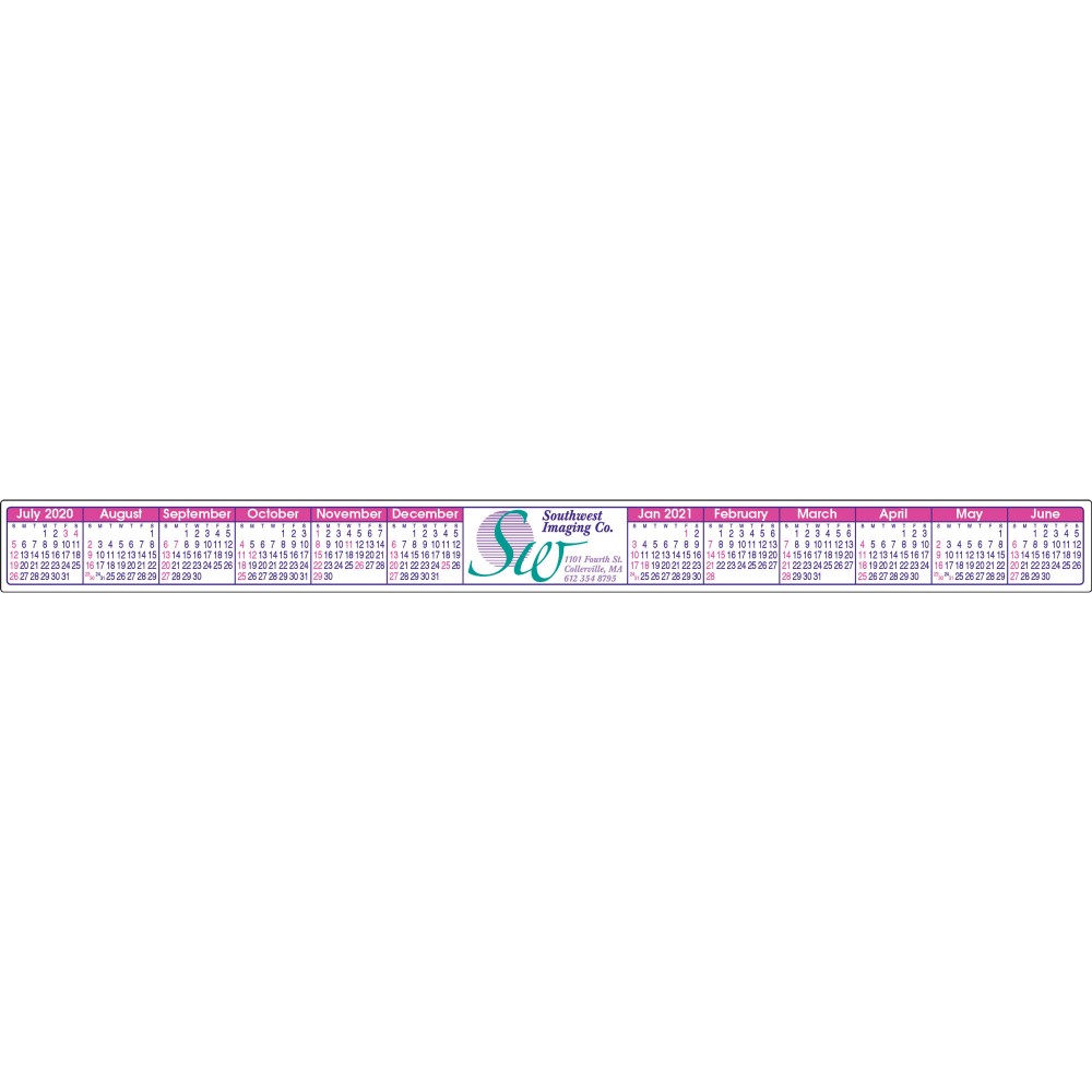 Custom Color Academic Stick-A-Strip Year-In-View Keyboard Calendar with Logo