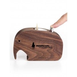 Push-To-Dispense Solid Wood ElephantToothpick Holder with Logo  Push-To-Dispense Solid Wood ElephantToothpick Holder with Logo