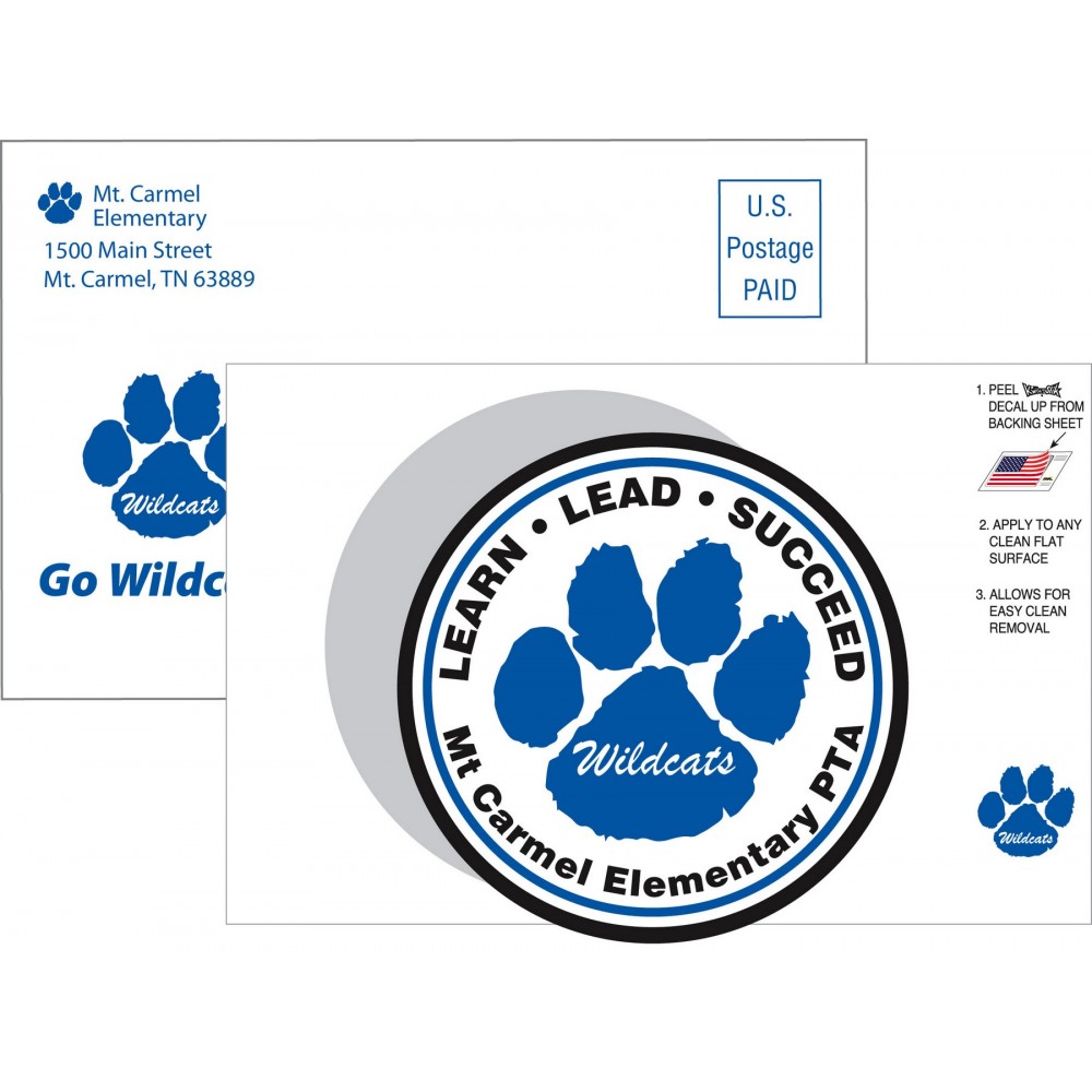 FULL Color Self-Mailer Decal - Circle Logo Printed FULL Color Self-Mailer Decal - Circle Logo Printed