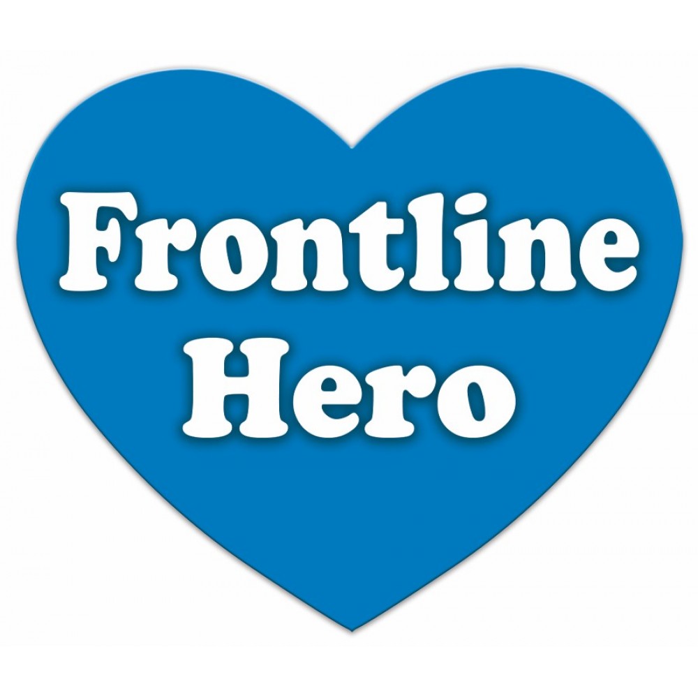 "Blue Hearts for Heroes", Frontline Hero Sticker, (Made in the U.S.A.) Logo Printed "Blue Hearts for Heroes", Frontline Hero Sticker, (Made in the U.S.A.) Logo Printed