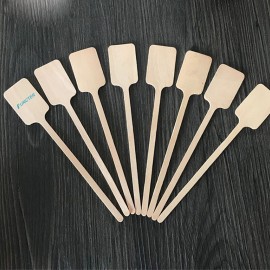 Logo Branded Disposable Wood Rectangle End Drink Stirrer Stick  Logo Branded Disposable Wood Rectangle End Drink Stirrer Stick