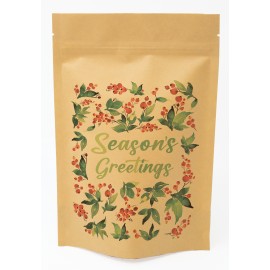 Holly Predesigned Stand Up Kraft Barrier Pouch 6" W x 9" H x 3" D with Logo