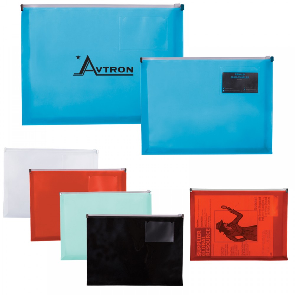 PP Zip Closure Envelope w/Business Card Slot with Logo