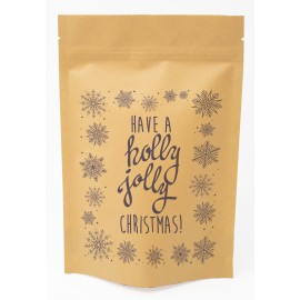 Snowflakes Predesigned Stand Up Kraft Barrier Pouch 6" W x 9" H x 3" D with Logo  Snowflakes Predesigned Stand Up Kraft Barrier Pouch 6" W x 9" H x 3" D with Logo
