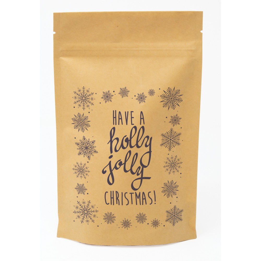 Logo Branded Snowflakes Predesigned Kraft Barrier Pouch 5" W x 8" H x 2.5" D