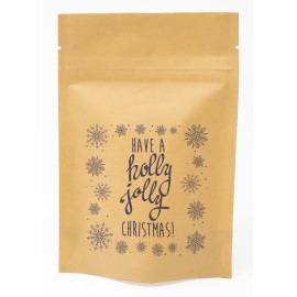 Snowflakes Predesigned Kraft Barrier Pouch 4" W x 6" H x 2" D with Logo