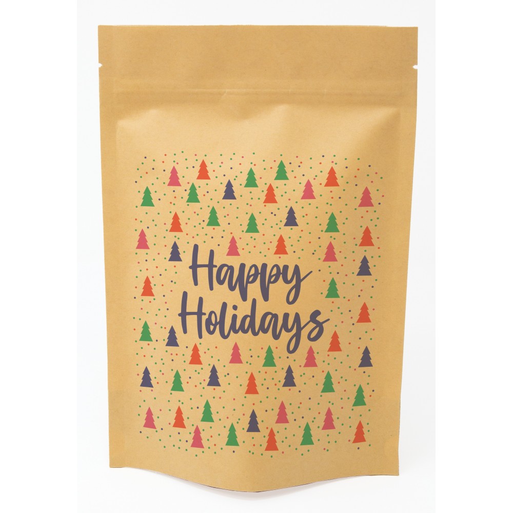 Custom Bold Christmas Trees Predesigned Stand Up Kraft Barrier Pouch 6" W x 9" H x 3" D